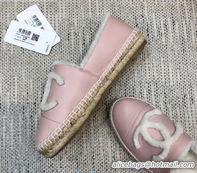 Buy Discount Chanel Lambskin Wool CC Flat Espadrilles C0922 Pink 2020