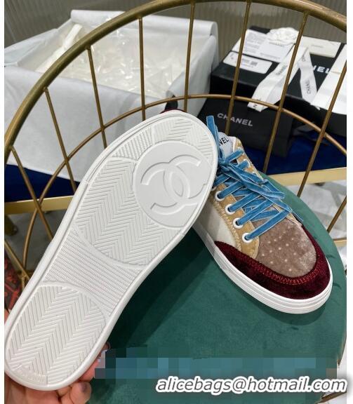 Low Price Chanel Velvet Sneakers G36295 White/Burgundy/Gray 2020