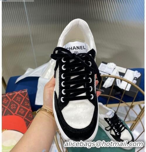 Discount Chanel Velvet Sneakers G36295 White/Black 2020