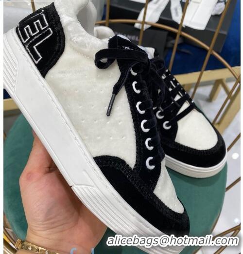 Discount Chanel Velvet Sneakers G36295 White/Black 2020