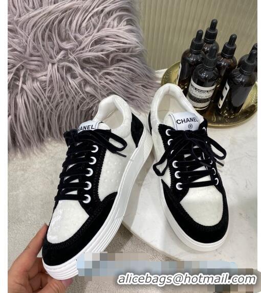 Discount Chanel Velvet Sneakers G36295 White/Black 2020