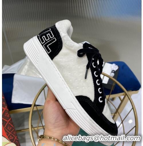 Discount Chanel Velvet Sneakers G36295 White/Black 2020