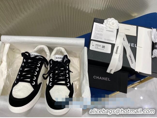 Discount Chanel Velvet Sneakers G36295 White/Black 2020