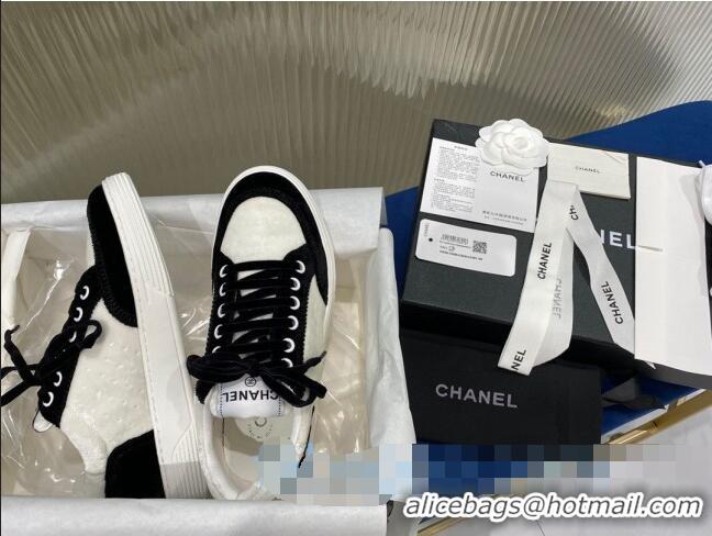 Discount Chanel Velvet Sneakers G36295 White/Black 2020