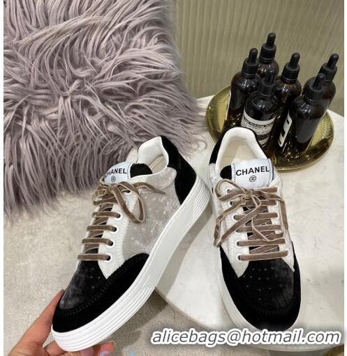 New Arrivals Chanel Velvet Sneakers G36295 Gray/Black 2020