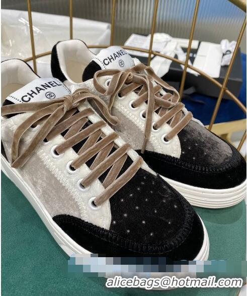 New Arrivals Chanel Velvet Sneakers G36295 Gray/Black 2020