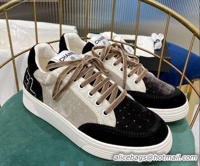 New Arrivals Chanel Velvet Sneakers G36295 Gray/Black 2020