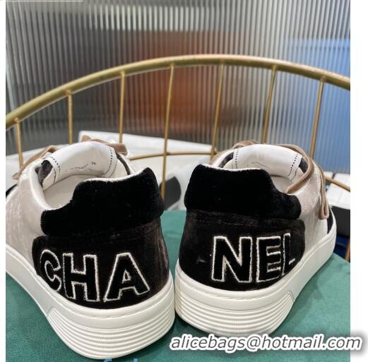 New Arrivals Chanel Velvet Sneakers G36295 Gray/Black 2020