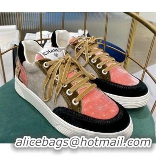 Inexpensive Chanel Velvet Sneakers G36295 Gray/Pink/Khaki 2020