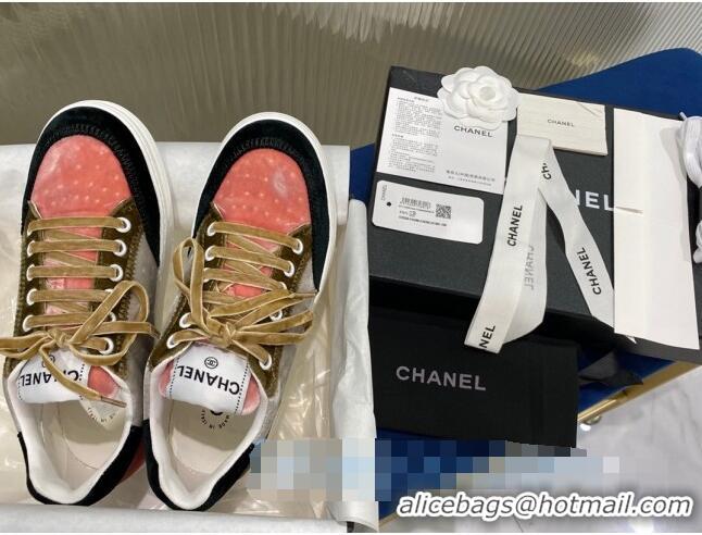 Inexpensive Chanel Velvet Sneakers G36295 Gray/Pink/Khaki 2020