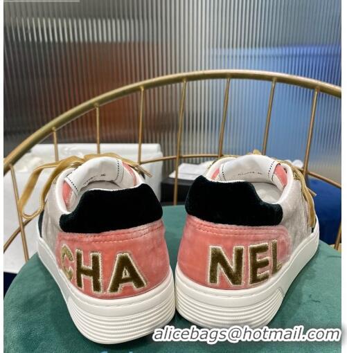 Inexpensive Chanel Velvet Sneakers G36295 Gray/Pink/Khaki 2020