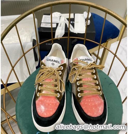 Inexpensive Chanel Velvet Sneakers G36295 Gray/Pink/Khaki 2020