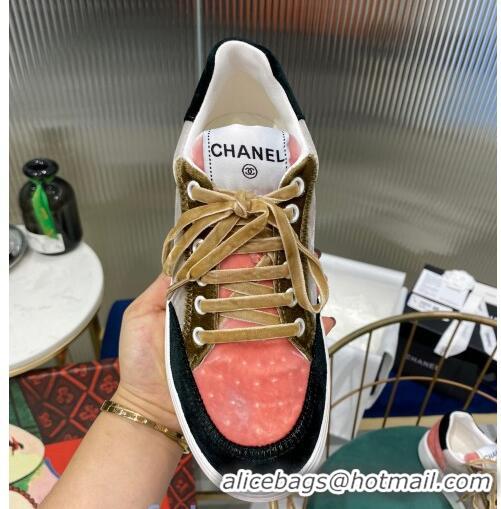 Inexpensive Chanel Velvet Sneakers G36295 Gray/Pink/Khaki 2020