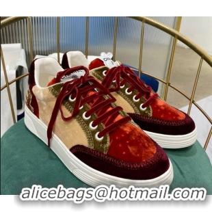 New Design Chanel Velvet Sneakers G36295 Burgundy/Beige 2020