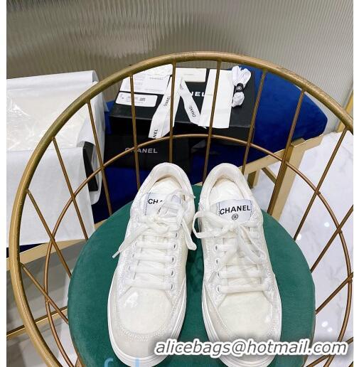 Free Shipping Discount Chanel Velvet Sneakers G36295 All White 2020