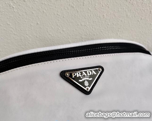 Best Grade Prada Nylon and Saffiano Leather Belt Bag 2VL033 White 2020