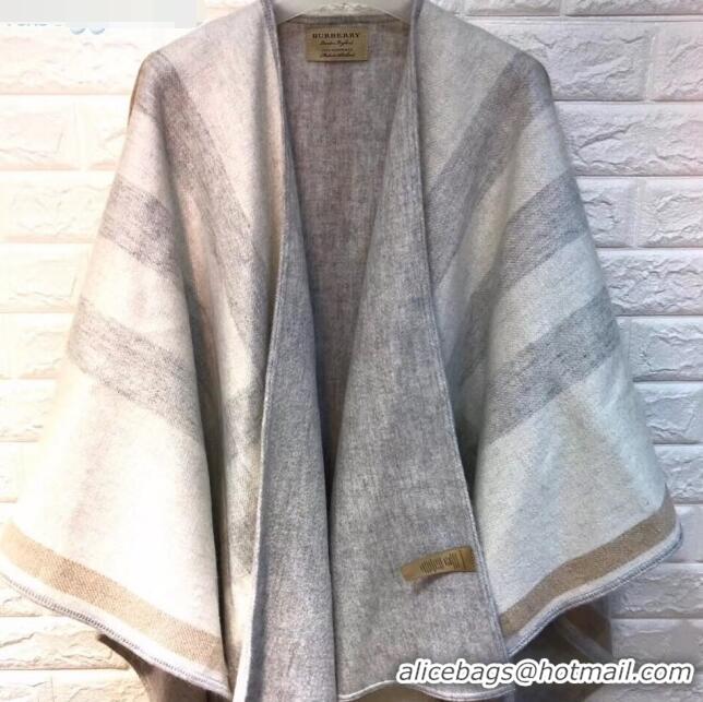 Top Quality Burberry Cashmere Wool Check Double Cape 92529 Grey 