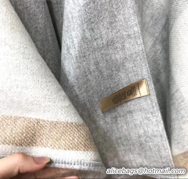 Top Quality Burberry Cashmere Wool Check Double Cape 92529 Grey 