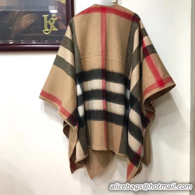 Purchase Burberry Cashmere Wool Check Double Cape 92529 Coffee