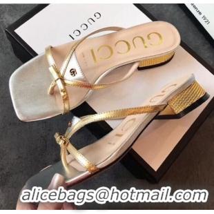 Good Quality Gucci Leather Bow Thong Sandals 35mm 70407 Silver 2020