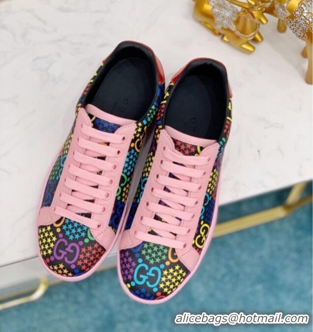 New Style Gucci GG Star Psychedelic Ace Sneakers 610086 Pink 2020