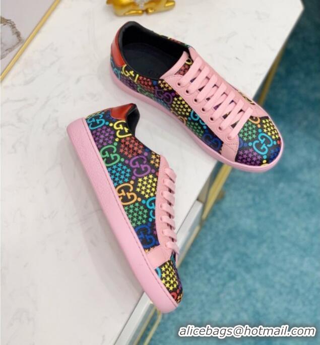 New Style Gucci GG Star Psychedelic Ace Sneakers 610086 Pink 2020