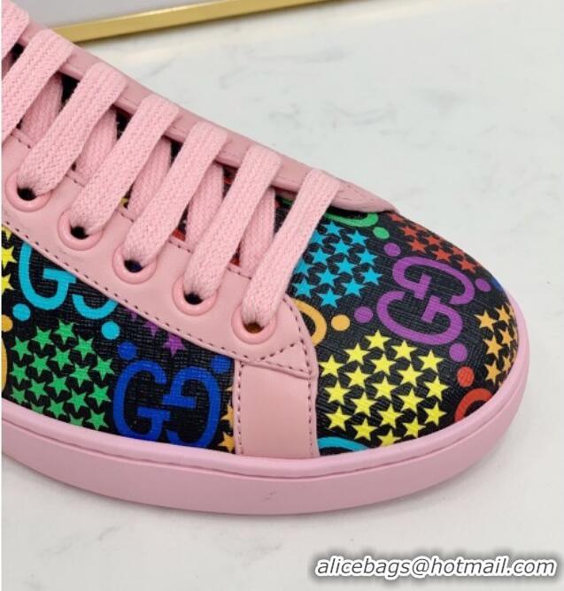 New Style Gucci GG Star Psychedelic Ace Sneakers 610086 Pink 2020