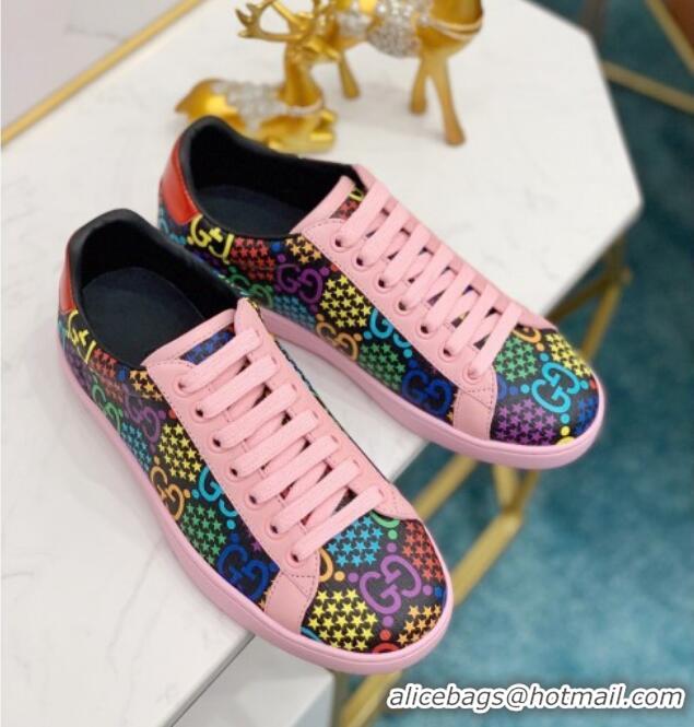 New Style Gucci GG Star Psychedelic Ace Sneakers 610086 Pink 2020