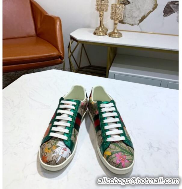 Best Quality Gucci GG Flora Ace Sneakers 603172 Green 2020