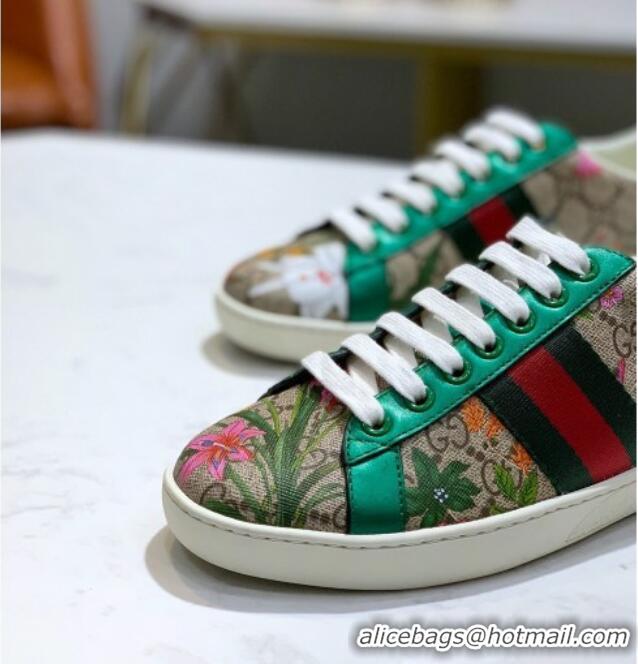 Best Quality Gucci GG Flora Ace Sneakers 603172 Green 2020