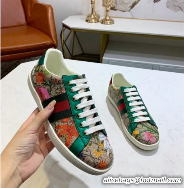 Best Quality Gucci GG Flora Ace Sneakers 603172 Green 2020