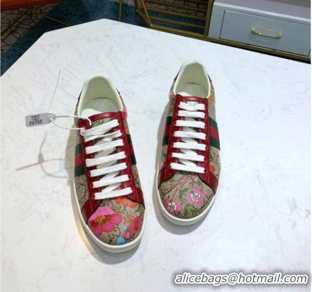 Shop Cheap Gucci GG Flora Ace Sneakers 603172 Red 2020