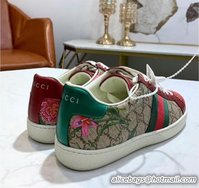 Shop Cheap Gucci GG Flora Ace Sneakers 603172 Red 2020