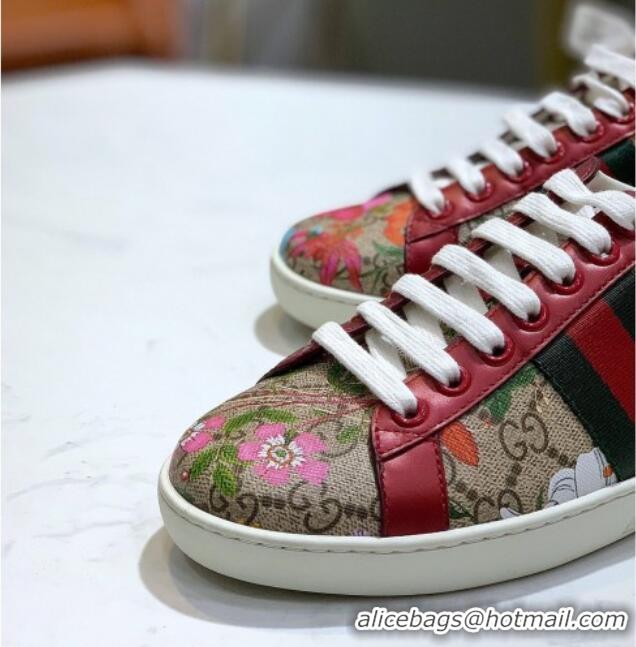 Shop Cheap Gucci GG Flora Ace Sneakers 603172 Red 2020