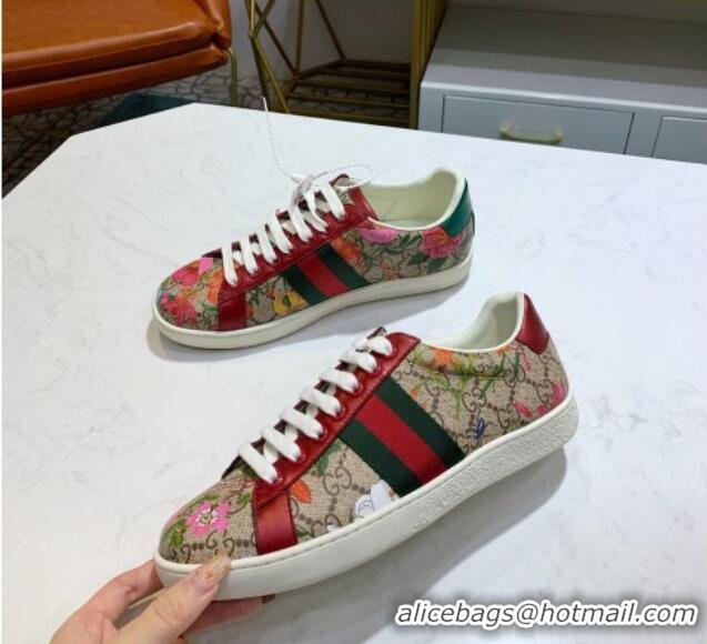 Shop Cheap Gucci GG Flora Ace Sneakers 603172 Red 2020