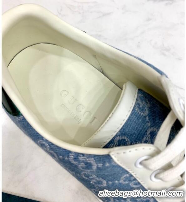 Luxury Classic Gucci GG Canvas Ace Sneakers 71412 Light Blue 2020