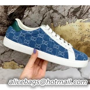 Discounts Classic Gucci GG Canvas Ace Sneakers 71412 ‎‎Denim Blue 2020