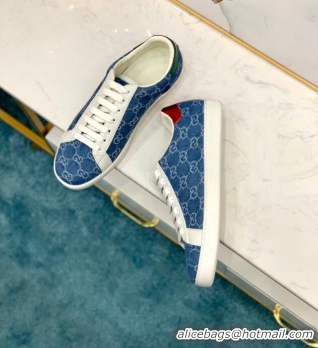 Discounts Classic Gucci GG Canvas Ace Sneakers 71412 ‎‎Denim Blue 2020