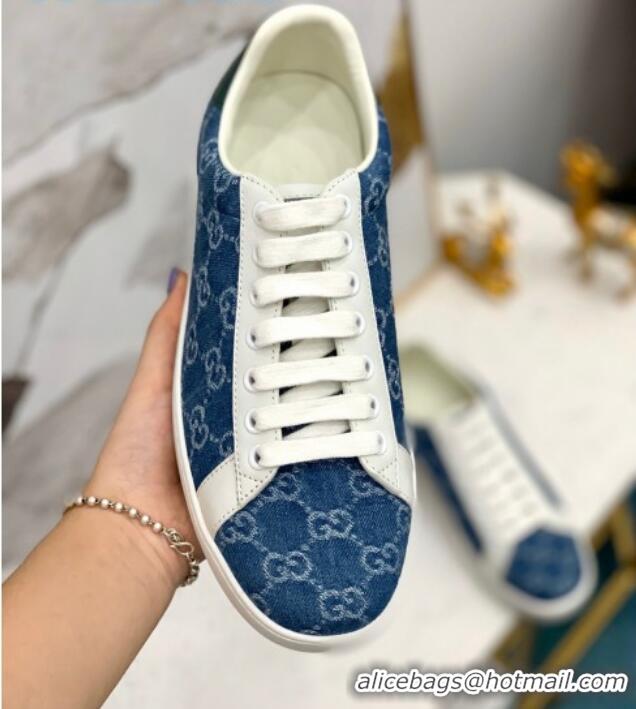 Discounts Classic Gucci GG Canvas Ace Sneakers 71412 ‎‎Denim Blue 2020