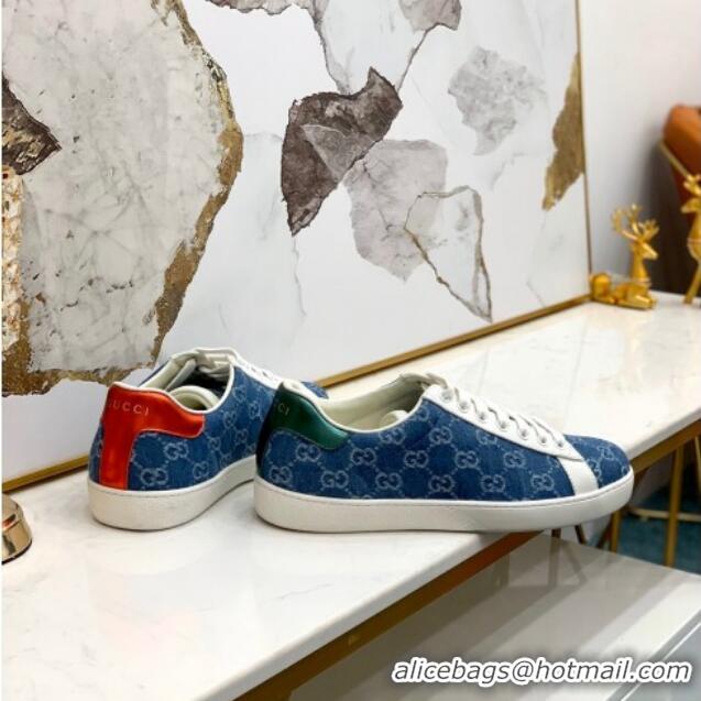 Discounts Classic Gucci GG Canvas Ace Sneakers 71412 ‎‎Denim Blue 2020