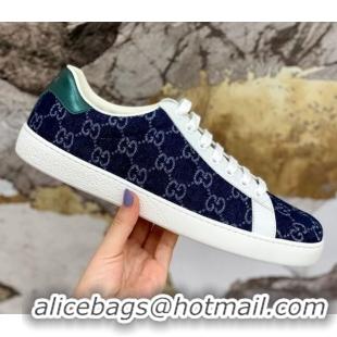 Original Cheap Gucci GG Canvas Ace Sneakers 71412 Navy Blue 2020