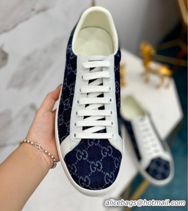 Original Cheap Gucci GG Canvas Ace Sneakers 71412 Navy Blue 2020