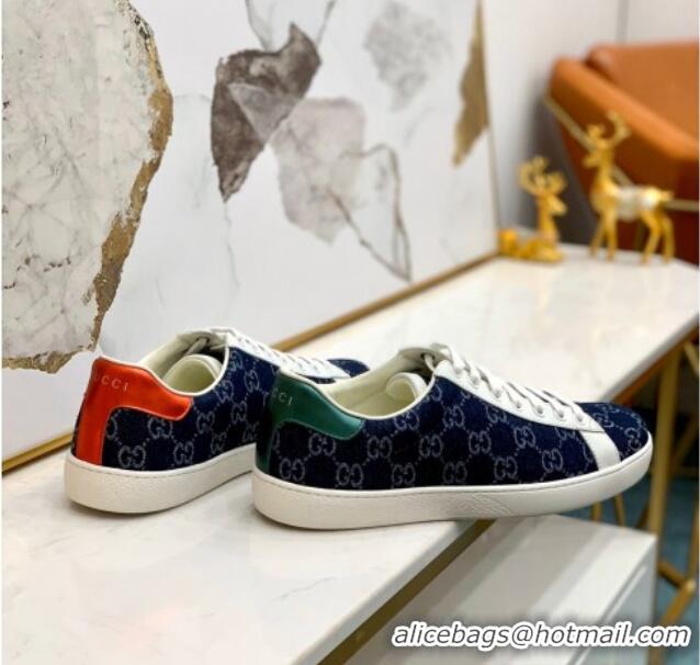 Original Cheap Gucci GG Canvas Ace Sneakers 71412 Navy Blue 2020