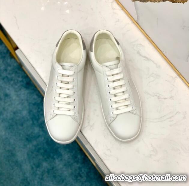 Luxury Hot Gucci Leather Ace Sneakers with Interlocking G 71417White/Grey 2020