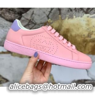 Stylish Gucci Leather Ace Sneakers with Interlocking G 71417 Pink/Purple 2020