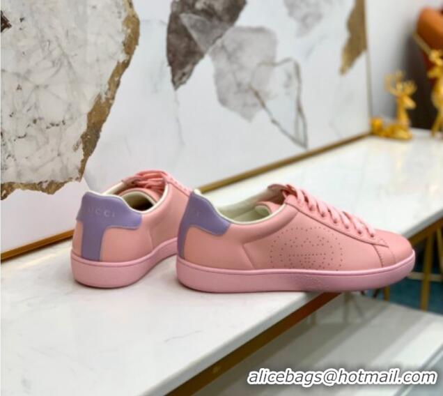 Stylish Gucci Leather Ace Sneakers with Interlocking G 71417 Pink/Purple 2020