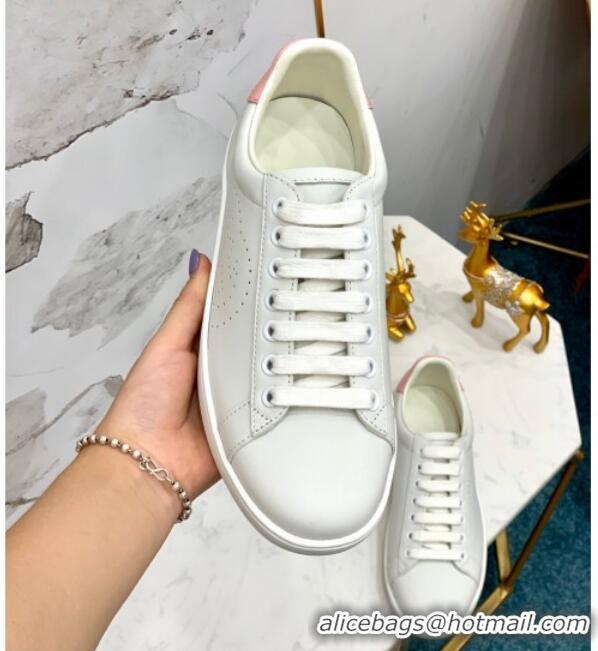 Good Quality Gucci Leather Ace Sneakers with Interlocking G 71417 White/Pink 2020