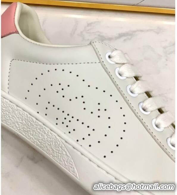 Good Quality Gucci Leather Ace Sneakers with Interlocking G 71417 White/Pink 2020