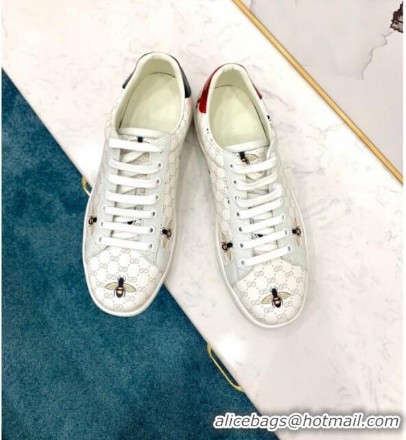 Grade Quality Gucci GG Bee Ace Sneakers with Interlocking G 71419 White 2020