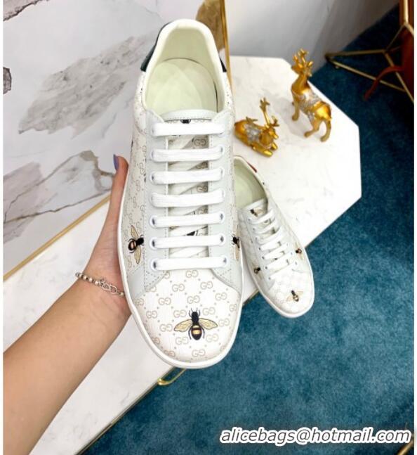 Grade Quality Gucci GG Bee Ace Sneakers with Interlocking G 71419 White 2020